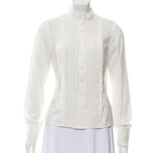 VINCE Pleated semi-sheer blouse Size M (6)